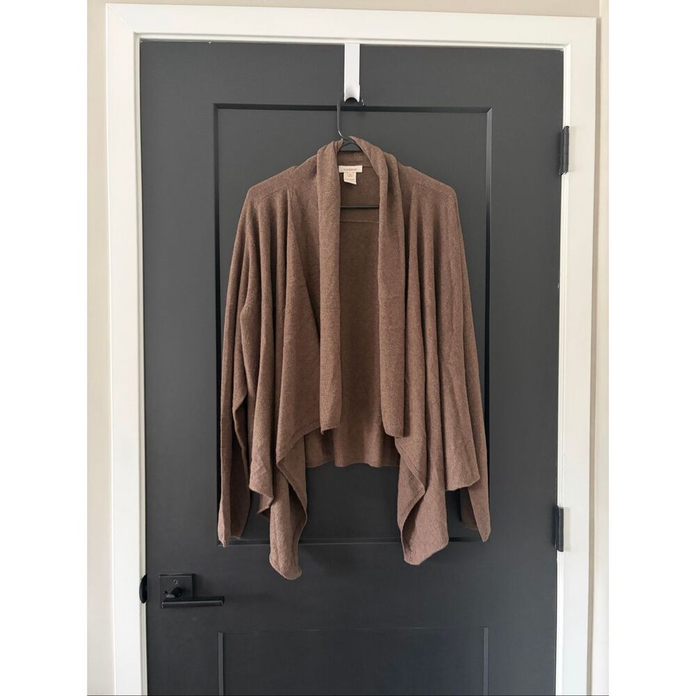 Sundance 100% Cashmere Poncho Cardigan Wrap Brown Luxury Knit Size XL